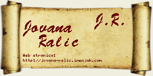 Jovana Ralić vizit kartica